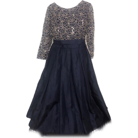 Eliza J Dresses & Skirts - Eliza J Long Sleeve Gown with Sequin Top Blue